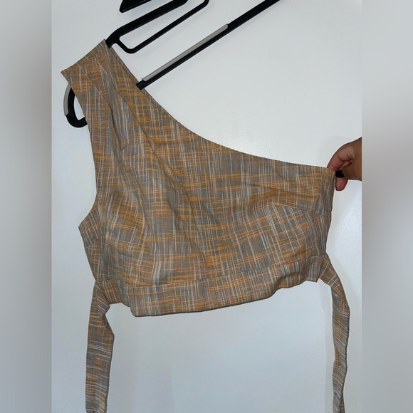 Orange One Shoulder Crop Top - Picture 1 of 10